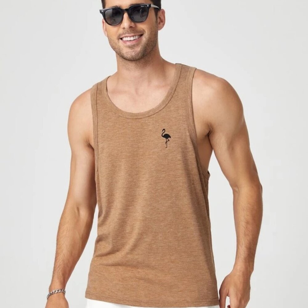Mod agents men tank top with flamenco prints brown color size L